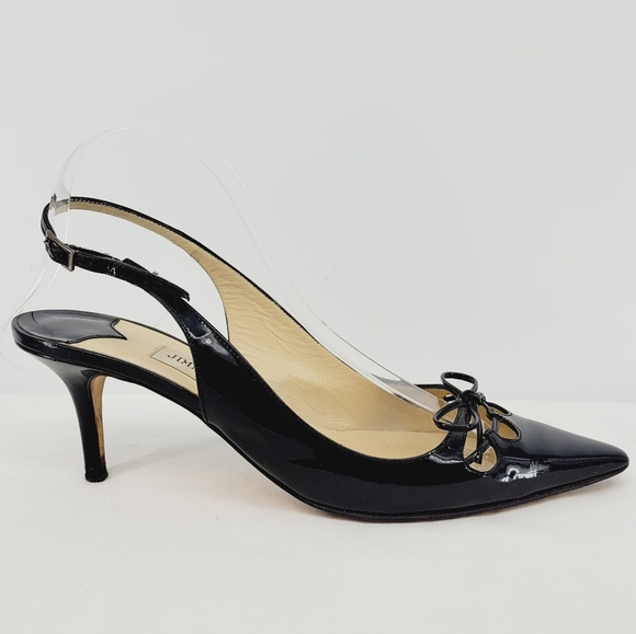 Jimmy Choo Soft Patent Pointed-Toe Slingback Pump in Black Size 8.5 - Picture 4 of 13